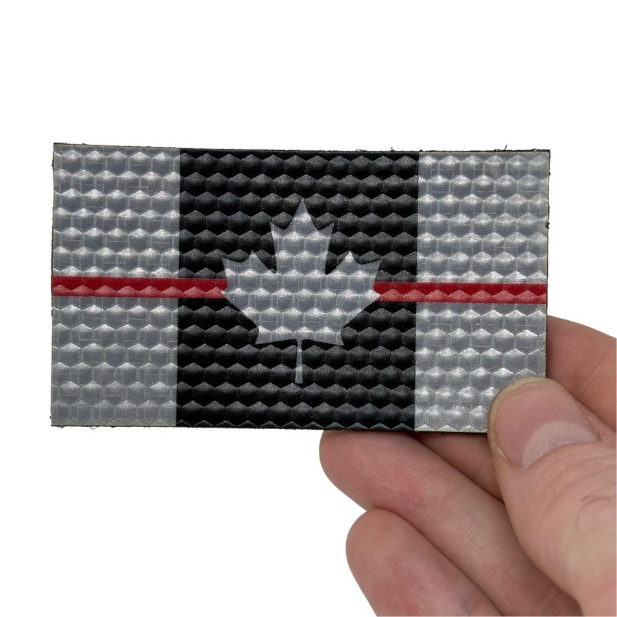 Canada Flag - Black and Grey Thin Red Line - Hi Vis HiViz Patch PatchPanel