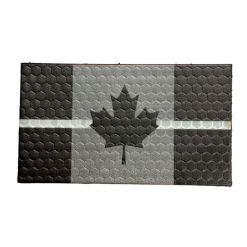 Canada Flag - Black and Grey Thin White Line - Hi Vis HiViz Patch PatchPanel