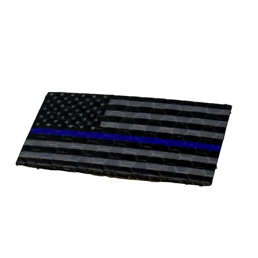 Micro USA Flag - Black and Grey Thin Blue Line - Hi Vis HiViz Patch PatchPanel
