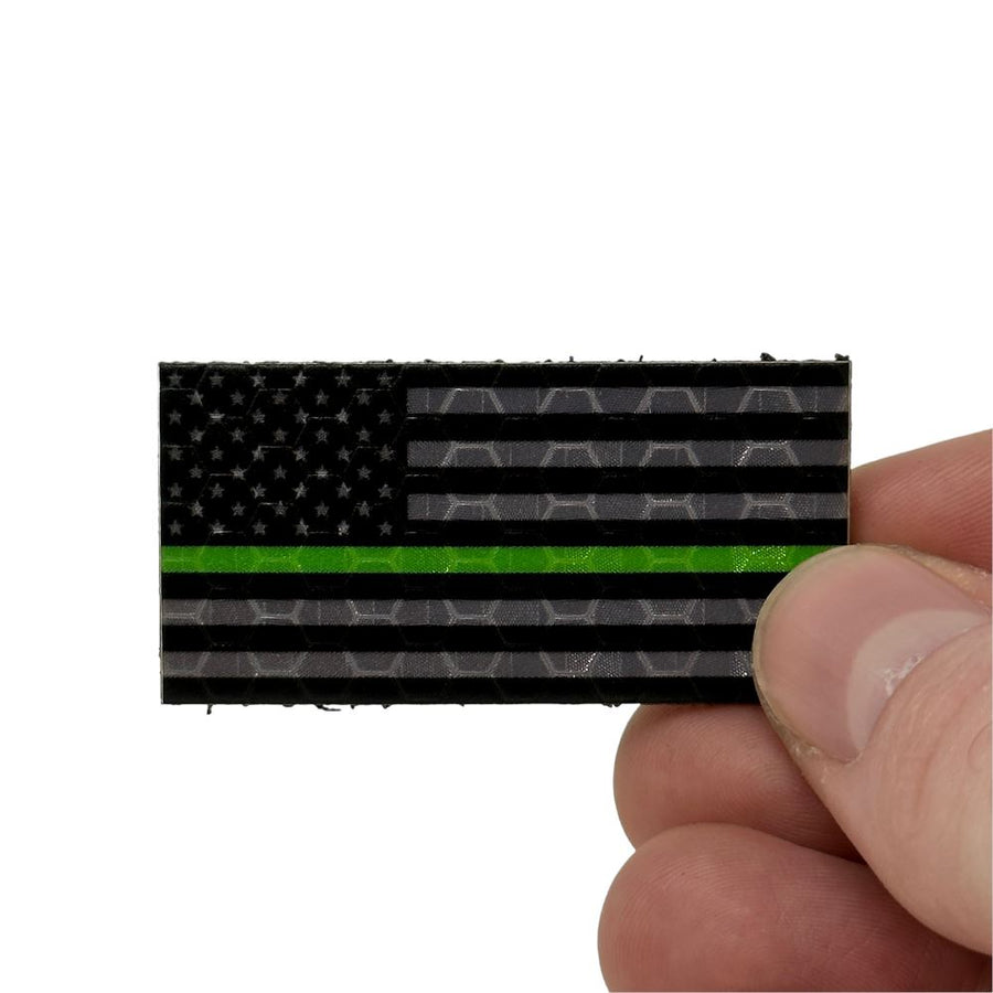 Micro USA Flag - Black and Grey Thin Green Line - Hi Vis HiViz Patch PatchPanel