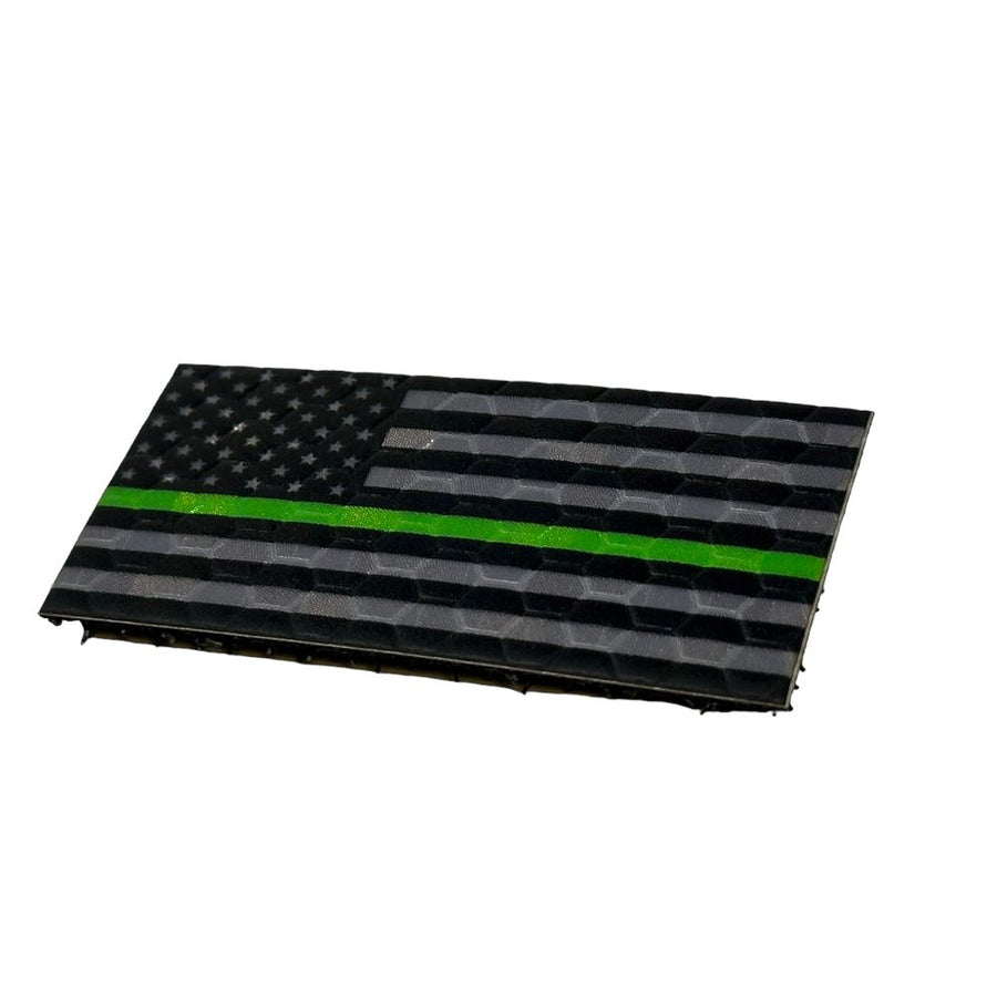 Micro USA Flag - Black and Grey Thin Green Line - Hi Vis HiViz Patch PatchPanel