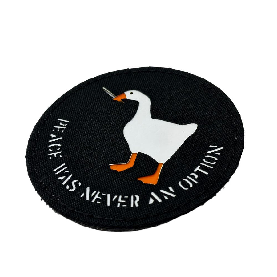 Peace was Never an Option, Funny Cute Meme Patch, Full Embroidered
