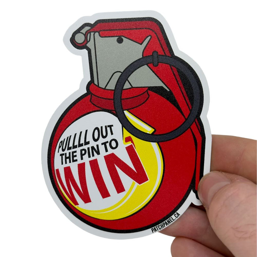 PULL THE PIN TO WIN - RED - STICKER Sticker PatchPanel