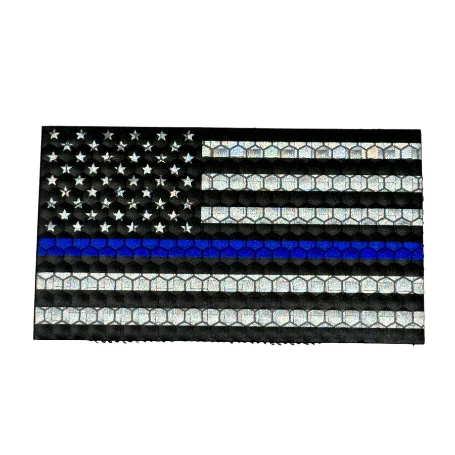 US Flag - Black and White Thin Blue Line - Hi Vis HiViz Patch PatchPanel