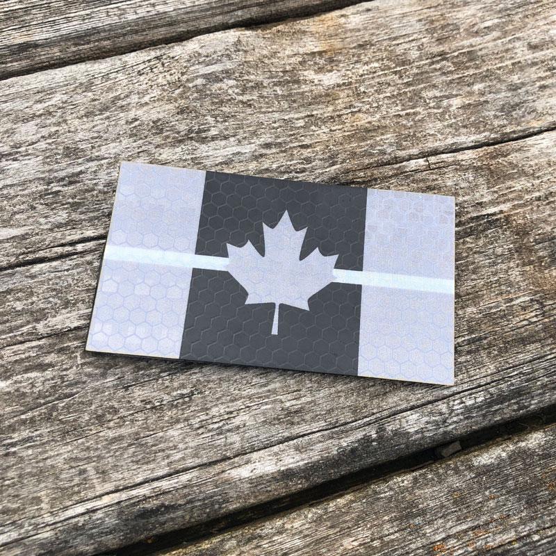Canada Flag - Black and Grey Thin White Line - Hi Vis HiViz Patch PatchPanel
