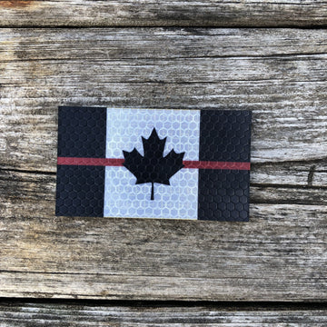 Canada Flag - Black and White Thin Red Line - Hi Vis HiViz Patch PatchPanel